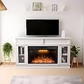 Benrocks 60" TV Stand with 36" Electric Fireplace Included, Wood Entertainment Center Media Console Table with Storage Cabinet for TVs Up to 65"