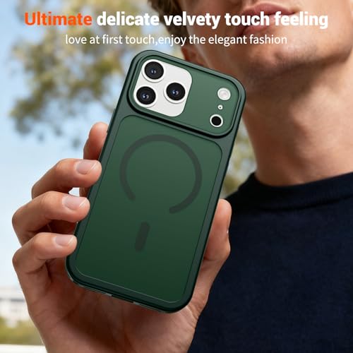 Image of SUPFINE Magnetic for iPhone 17 Pro Max Case Forest Green | (Compatible with MagSafe)(Military Grade Drop Protection)(Camera Protection)Translucent Matte Phone Cover
