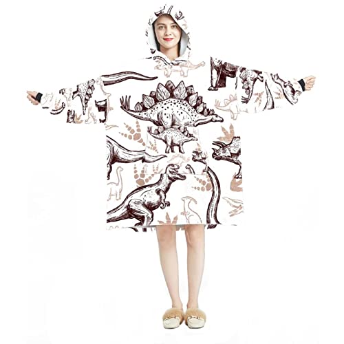 Sweat à capuche surdimensionné flanelle sherpa adulte dinosaures