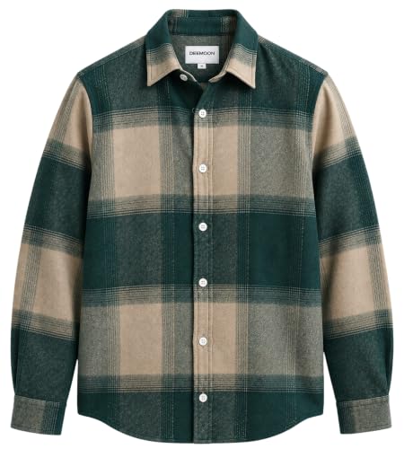 Image of DEEMOON Men's Premium Cotton Blend Printed Checkered Shirt | Full Sleeve Plaid Casual Button-Down Shirt | Soft & Comfortable Regular Fit | Office, Travel & Everyday Wear | (Plus