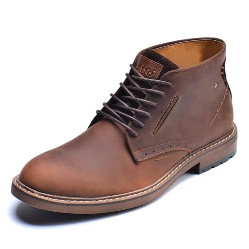 Arkbird Men's Chukka Boots, Leather Ankle Dress Boot Casual Lace Up Work Shoes Dark-Brown 11