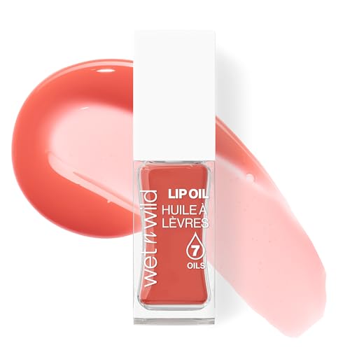 wet n wild Lip Oil - Lightweight, Non-Sticky, Hydrating &amp; Nourishing Formula with 7 Conditioning Oils, Vegan &amp; Cruelty-Free - Cedar Rose