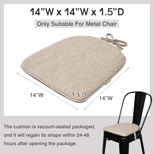 baibu Set of 4 Super Soft Metal Dining Chair Pads Bar Stool Cushion with Ties for Metal Chairs or Bar Stools - 4 Cushions Only (Beige, 14x14x1.5in)