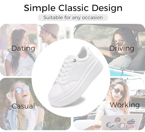 LUCKY STEP Women's Platform Fashion Sneakers Faux Leather Classic Tennis Shoes Low Top Casual Walking Shoes2
