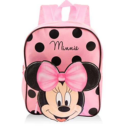Disney Minnie Mouse Backpack for Toddlers Bundle ~ Premium 12" Minnie Mouse Mini School Bag with 3D Ears and Stickers (Minnie Mouse School Supplies)2