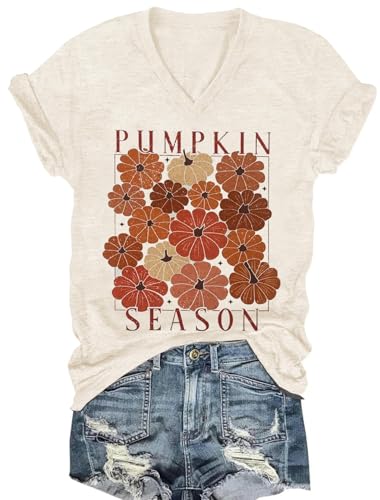 Womens V-Neck T-Shirt Flower Graphic Tees Summer Fashion Boho Tops Tshirts Loose Casual Wildflower Beach T Shirts