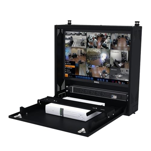 Wall-Mount DVR/NVR Security Enclosure, Lockable Steel Cabinet with 1U Adjustable