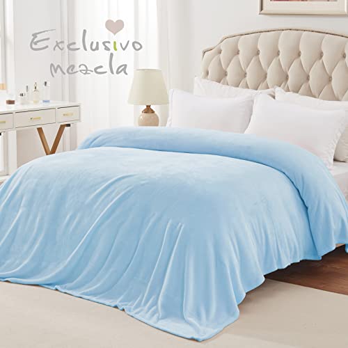 Exclusivo Mezcla Twin Size Flannel Fleece Velvet Plush Bed Blanket As Bedspread, Coverlet, Bed Cover (90X66 Inches, Ice Blue) Soft, Lightweight, Warm And Cozy #TOP1