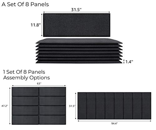 Art3D H08030K Upholstered Headboard, 31.5"X11.8", Heavy Gray #TOP1