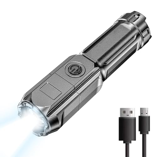 Linterna LED recargable, luz de flash con zoom, linternas de camping de 900000 lúmenes altos...