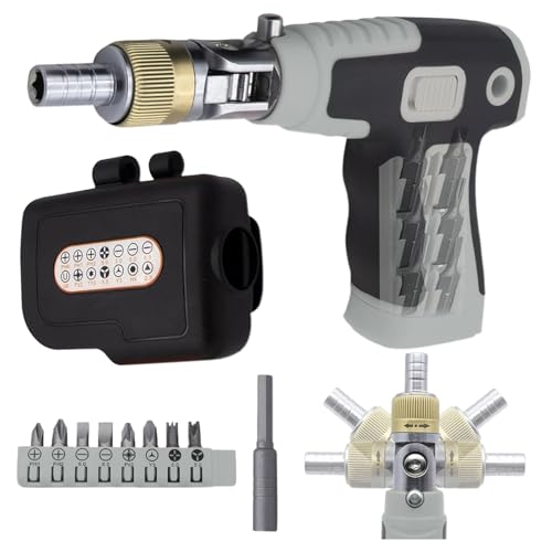 Image of Multi-Point Ratchet Screwdriver - Precision Magnetic Bit, 14 Piece Bit Set, Ergonomic Handle, Reversible Action, Compact Design | Adjustable Angle Hand Tool