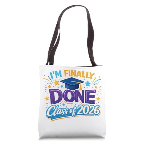 Bolso tote para graduación 'Class of 2026 I Am So Done' para él, ella, mujeres y hombres miniatura 1