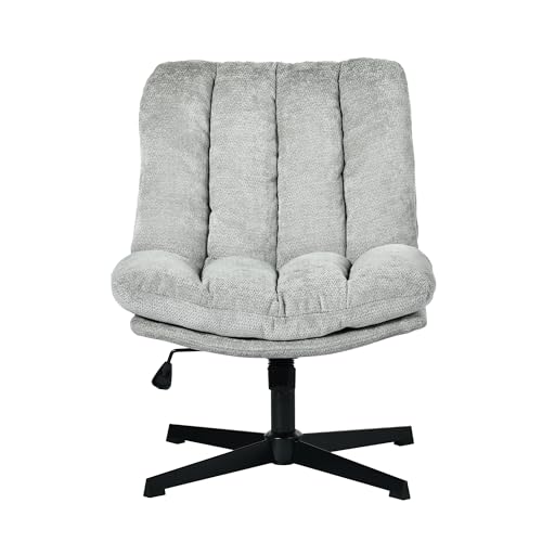 MEUBLE Cosy Sillón Giratoria 360° Butaca de Salón con Altura Ajustable Función de Inclinación Silla con Asiento Grueso Respaldo en Tela, Gris