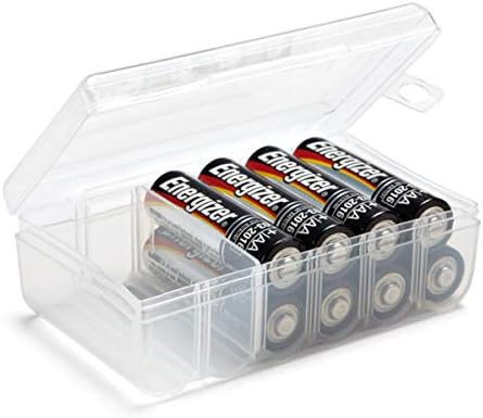 GlossyEnd Set of 4 - Two AA and Two AAA Battery Storage Box, Battery Storage Case, Battery Holder Clear