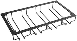 Wine Glass Rack 4 Rows Hanging Under The Cabinet Metal Wine Ware Rack Under Wall-Mounted Natural Air-Drying Kitchen Bar Storage Rack (Black)