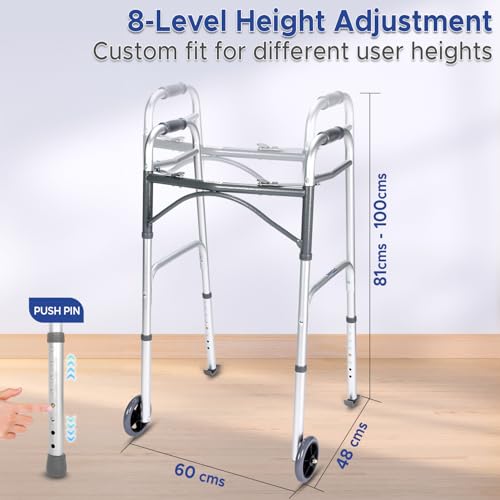 Image of KosmoCare Deluxe Folding Walker with 5 inch castors