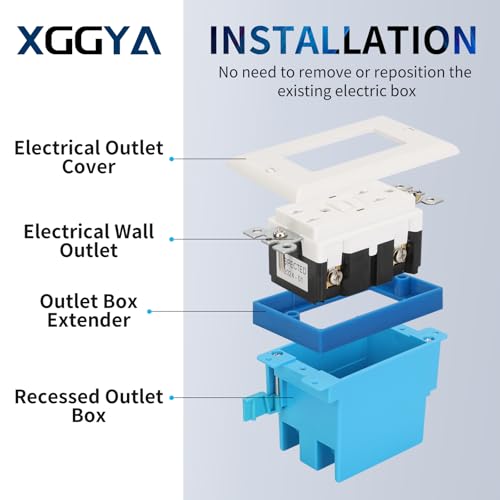 Single Gang Receptacle Outlet Box Extenders 1/2",Electric Outlet Extender Box with 8 Screws,Receptacle Extender for Electric Box and Electric Outlet Switches, Blue (Pack of 4)