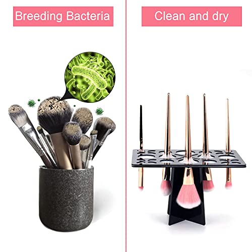 VIFER Makeup Brush Holder, 26 Holes Cosmetic Brush Drying Rack Makeup Brush Organizer Foldable Brush Holder Black - Image 4