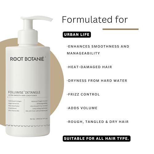 Image of Folliwise Ultra Smoothening Hair Conditioner | Hydrolyzed Collagen & Shea Butter | For Dry, Frizzy, Damaged, Curly or Treated Hair | Anti Hairfall | Sulphate-Free | For Women & Men | 200ml
