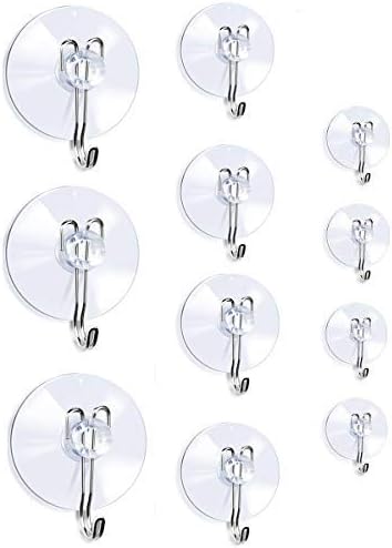 DSMY Suction Cup Wall Hooks, Home Kitchen Bathroom Wall Towel Robe Hangers, Utility Hooks, Hanging Supplies transparent LYQ-Ali0612-1-10pcs