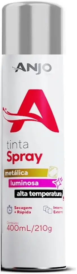 Tinta Spray Alta Temperatura Alumínio 400ml Para Acabamento Metálico