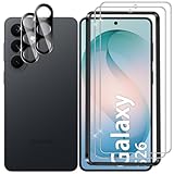 Lutree pour Samsung Galaxy S26 5G Verre Trempé, 2+2 Pièces Protection écran + Caméra Arrière Protecteur Film (Noire), 9H Dureté HD Anti Rayures Sans Bulles Vitre Trempé Protecteurs d'écran