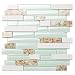 TST Aqua Marine Glass White Stone Tile Seashell Mother of Pearl Inlay Beach Style House Accent Wall Backsplash Art Decor Mosaic Tile TSTMGT085 (1 Sample 4x12 Inches)