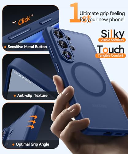 Image of CANSHN Designed for Samsung Galaxy S26 Ultra Case (6.9 inch), Upgraded [Full Camera Protection] [Compatible with Magsafe] [Translucent Matte] Shockproof Protective Phone Cover, Deep Blue