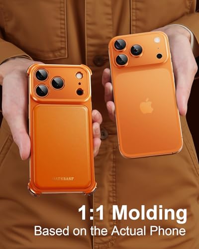 Image of Luxury Leather Phone Case Compatible with iPhone 17 Pro Max | Frameless Aluminum Alloy Bumper | Shockproof Cover - Orange Titanium