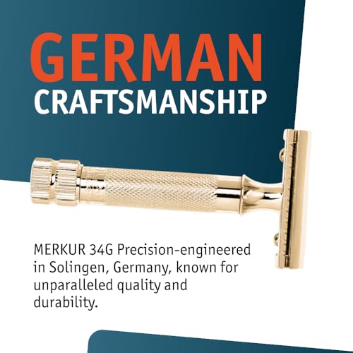Image of Merkur Classic 2-Piece Double Edge Safety Razor Gold Plated, 1 Count