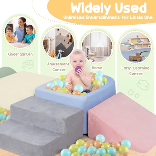 Image of whiffee Climbing Toys for Toddlers 1-3, Foam Climbing Blocks with Ball Pit for Baby, Toddler Climbing Toys Indoor, Baby Climbing Crawling Toys, Soft Play Set (No Balls Included) (Colorful)
