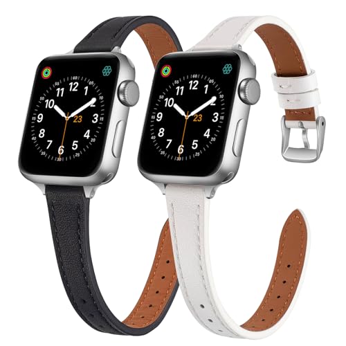 2-pack Slim Leather Band Compatible with Apple Watch Bands for women
