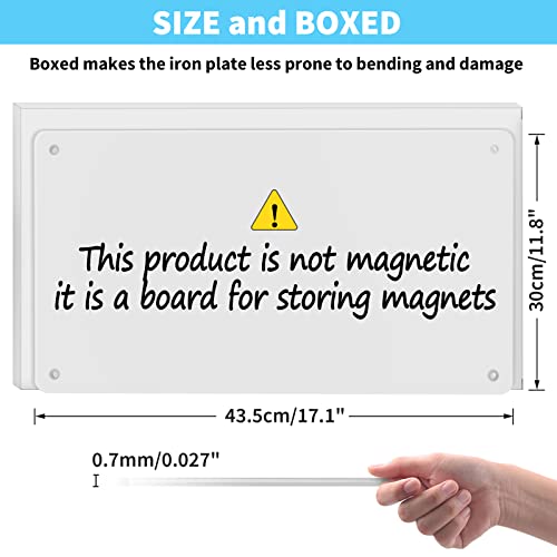 17.1" X 11.8" White Metal Magnetic Board - Magnet Bulletin Board To Display Magnetic Letters Numbers Animal, Poetry, Spice Jars, Notes, Photos, , Suitable For Wall, Refrigerator, Cubicle, Cabinet #TOP1