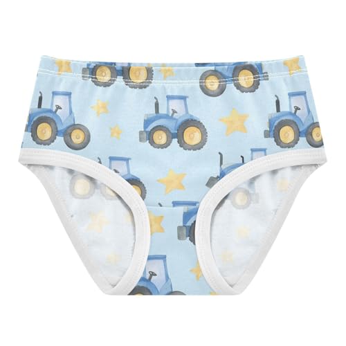 Wusikd Blue Tractor Girls' Underwear Cotton Yellow Stars Girls Briefs Soft Toddler Underwear 2T