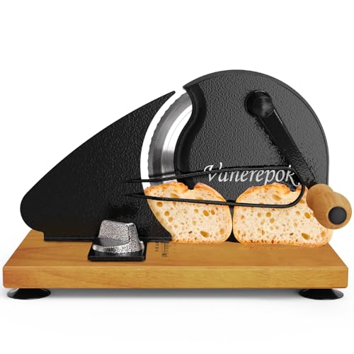 Image of vanerepok Upgrade Manual Bread Slicer for Homemade Sourdough Bread, Classic Hand Crank Home Bread Slicer With Scale Line and Steel Fence, Sharp Blade, Adjustable Width for Homemade & Commercial Use