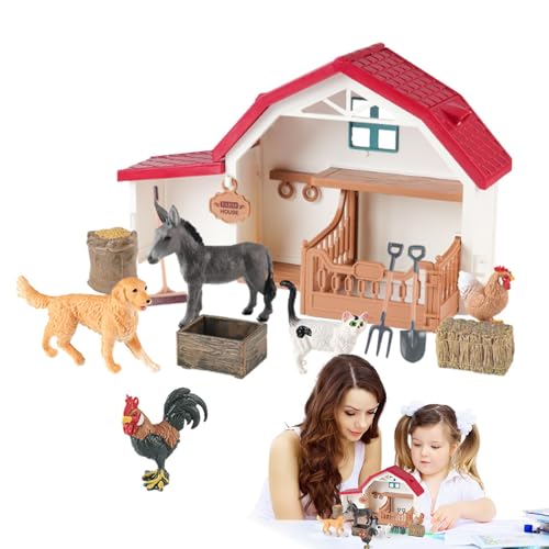 Ensemble de jeu de ferme avec grange et animaux miniatures pour tout-petit