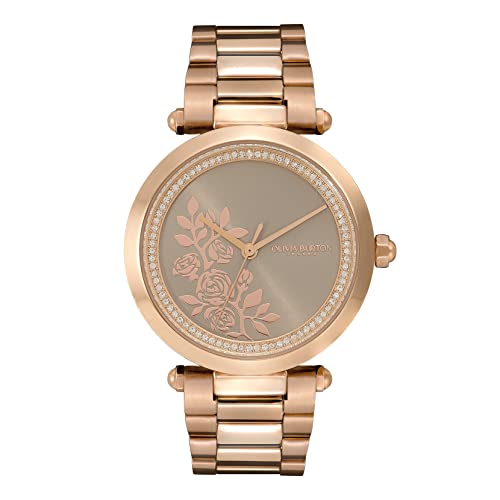Montre femme motif floral Olivia Burton cadran gris