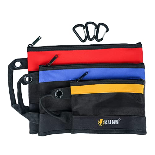 Small Tool Bag,Stand-Up Zipper Pouch Heavy Duty Multi-Purpose Storage Bags,Red/Blue/Yellow,3-Pack #TOP7