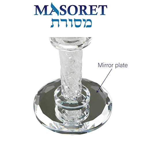 Masoret Glass Kiddush Cup 6.4 Inch With Stones Bore Pri Hagafen Including A Tray thumb #4