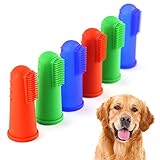 6 Stück Hundezahnbürsten,Silikon Haustier Zahnbürste Anti-Plaque Finger Zahnbürste für kleine Haustierkatzen und Hunde