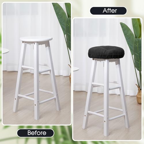Marsui 4 Pieces Soft Stool Covers Round Bar Stool Cushions with Elastic Band Padded Seat Covers Nonslip Round Seat Cushions for Chairs Seat Slipcovers(12 Inch,Black) - Image 6