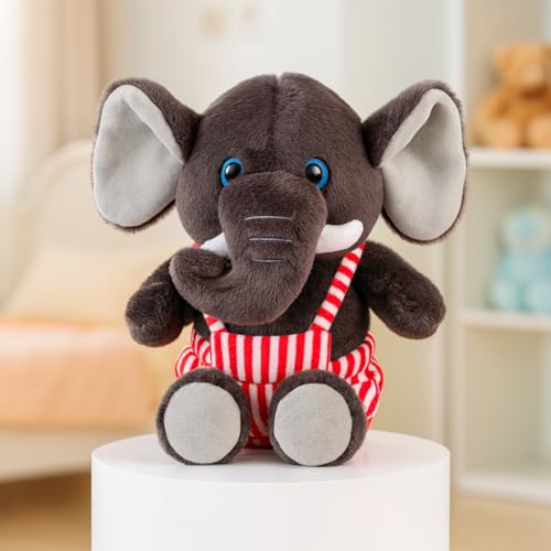 Image of Babique Dangri Elephant Stuffed Plush Animal | Teddy Bear Soft Toy |Ideal for Birthdays & Special Occasions Girls /Boys, Baby Kids -(Dark Coffee, 38Cm)