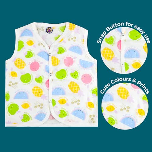 Image of Cotton Button Jhablas for New Born Baby 0-3 Months, Soft & Comfortable Vest Jablas Set, for Boys & Girls, Pack of 3, New Launch