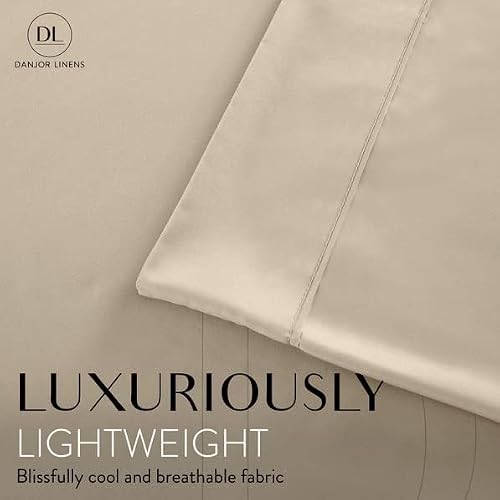 Danjor Linens Bed Sheet Set Queen Size for Hot Sleepers, Hotel Premium Sheets with 4 Pillowcases, Lightweight Brushed Microfiber Deep Pockets, Breathable Cooling 6 Piece Bedding Sets, Taupe - Thumbnail 4