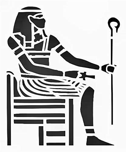 Egyptian King Reusable Sturdy Stencil Clear Custom Cut Plastic Sheet Template Cutout Sign DIY Supplies for Airbrush Painting Drawing 1-5x6 inch