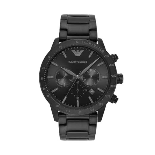 Emporio Armani Reloj Hombre, Movimiento cronógrafo de cuarzo, 43mm Caja de acero negro con correa de acero, AR11242, Grafito