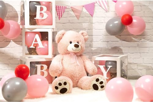 Image of RVA Teddy Bear Stuffed Animals, 3 Feet Big Pink Stuffed Bear Plush Toy with Footprint, Gifts for Kids, Wife, Girlfriends on Christmas Birthday Valentine's Day, 36 inch