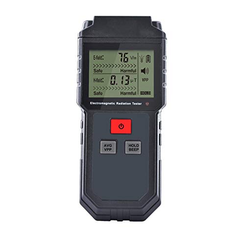HIAO D3 EMF Reader, Microwave Radiation Tester, Digital LCD EMF Meter, Digital Maltimeter Emmisions Tester for Home EMF Inspections, Office, Outdoor and Ghost Hunting Black