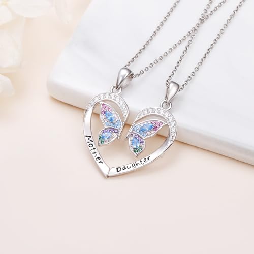 Alphm S925 Sterling Silver Mother Daughter Sisters Family Necklaces for 2 Matching Heart Jewelry for Mom Big Sis Little Sis4