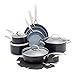 GreenPan Valencia Pro Céramique Anodisée Saine Antiadhésive Batterie de cuisine de 11 Poêles, Sans PFAS, Inclus Poêles à frire, Sauteuses, Casseroles, Induction, Lave-vaisselle,Four,Gris